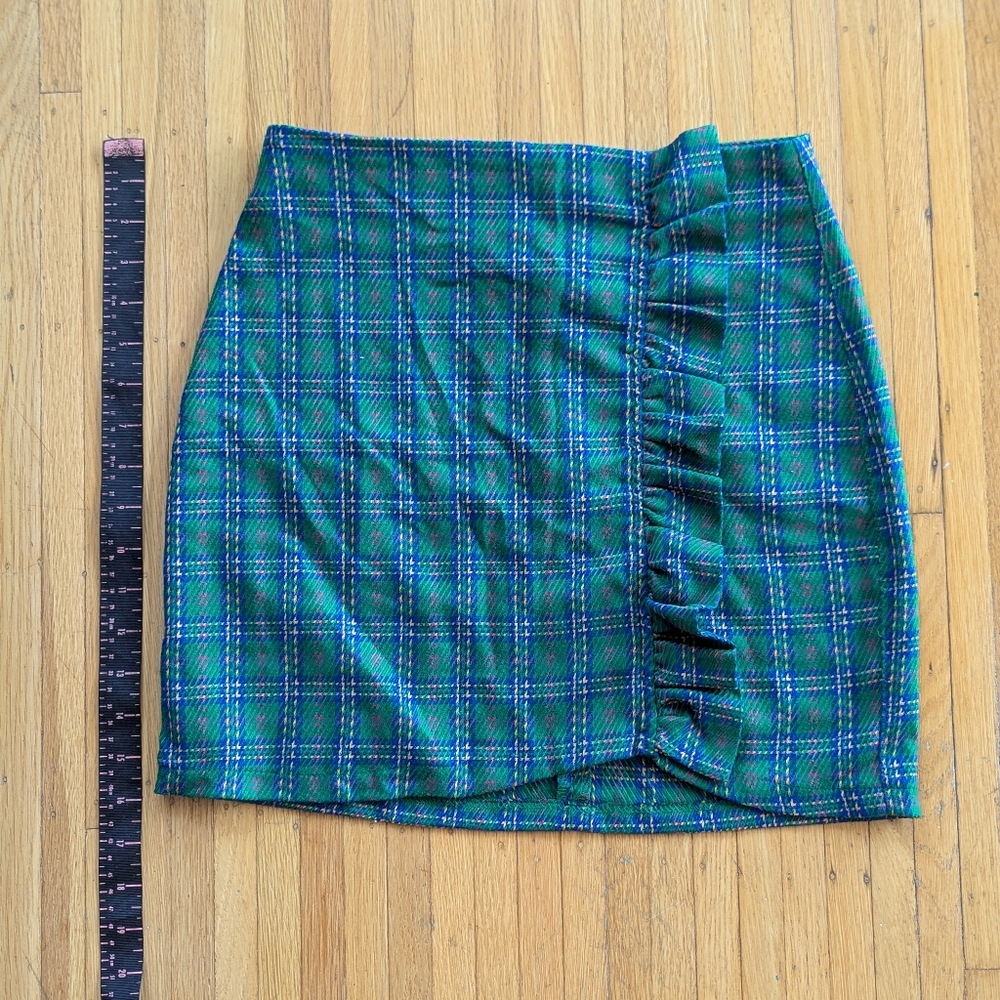 Topshop Green Plaid Mini Skirt Size 2